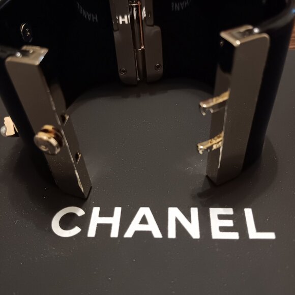 Chanel cuff bracelet black with pearls - Picture 4 of 9